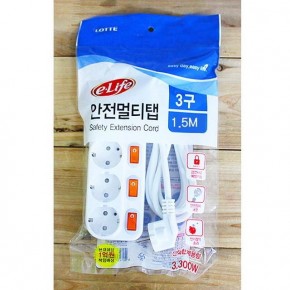 롯데개별멀티코드3구1.5M(비닐) 생활용품